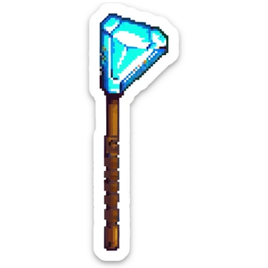 Minecraft diamond hoe with brown handle sticker