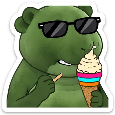 Panda eating ice cream sticker