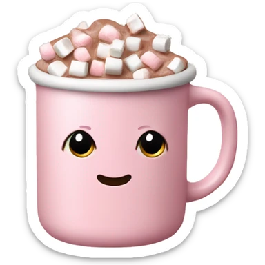 Light Pink mug of hot chocolate with marshmallows  sticker