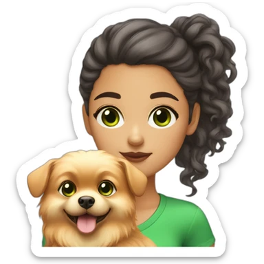 light-skinned-girl-with-green-eyes-wolk-with-red-pomeranian sticker