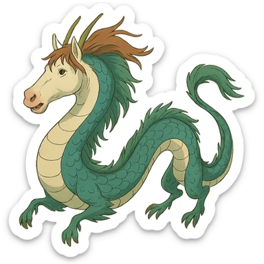 ghibli style dragon with a horse's head sticker