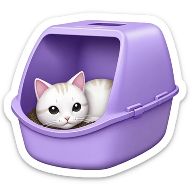 aesthetically pleasing cat litter box in lavender color sticker
