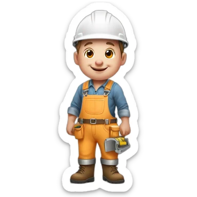 happy little pig brother dressed like a builder ready to build his home sticker