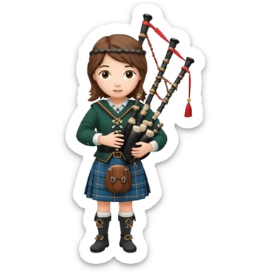 scotch girl playing bagpipe full body sticker