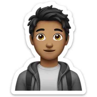 teenager with black hair sticker