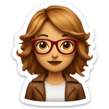 Chica con gafas y pelo marron con mechas rojas sticker