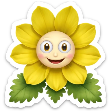 five leaved yellow anemone eyes mouth sticker