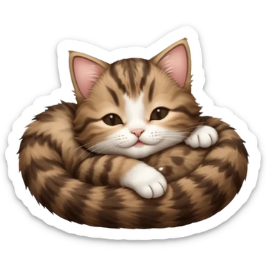 dark brown tabby and white kitten sleeping upside down on its back sticker