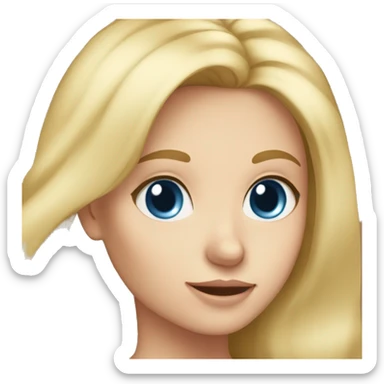 Blonde girl blue eyes holding spitz  sticker