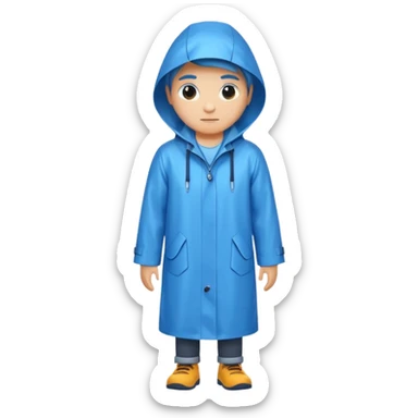 blue raincoat, just rain coat, negative character. sticker
