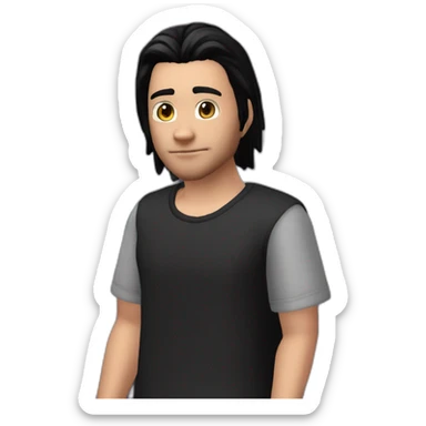 Sims+4+Anime+Mortimer+Goth-Man-dark-hair-black-tshirt+perfectly-centered sticker