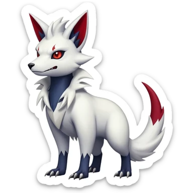 Vampiric feral emo dark Zangoose-Absol-Fakémon-hybrid-creature (full body) sticker