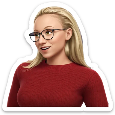 blonde girl in red sweater sticker