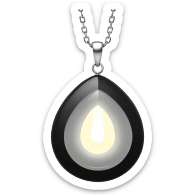 floating onyx stone with inner light, silver chain animated as if alive, no extra colors sticker