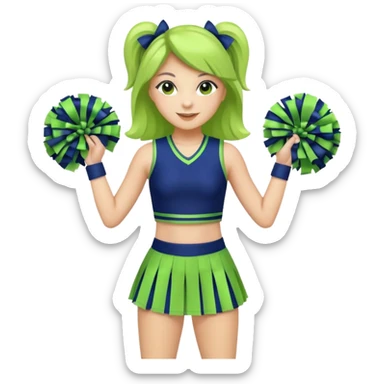 navy blue and lime green cheerleader outfit  sticker