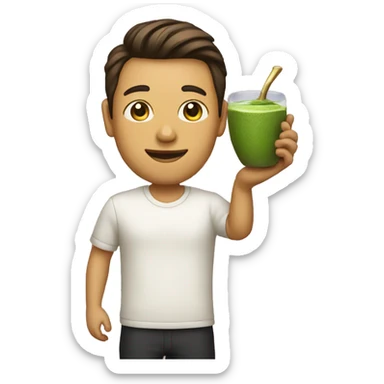 Create gold men who is holding matcha tea in his hand sticker