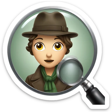 Female Sherlock holmes in deer stalker hat looking through magnifying glass sticker