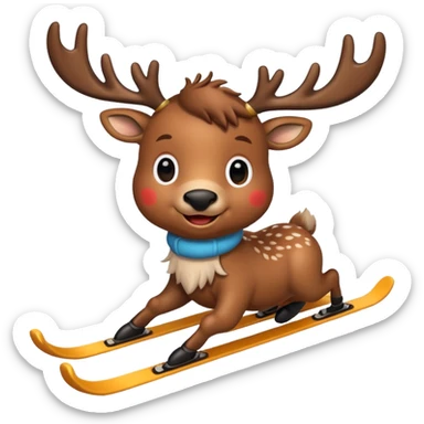 baby reindeer skiing sticker