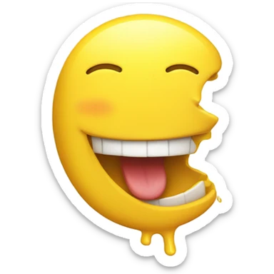 Smiling emoji with yellow bone in mouth  sticker
