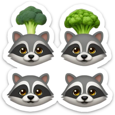 Raccon, beany heat, broccoli sticker