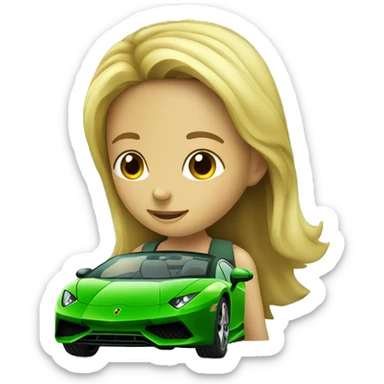 Green lamborgini technica with kid in it sticker