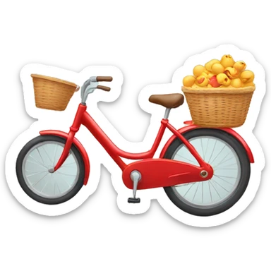 red bycycle with front empty basket sticker