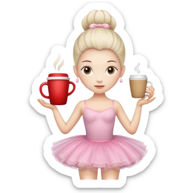 Ballerina with a coffee mug for a head sticker