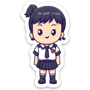 kawaii anime character with school uniform and cute expression sticker