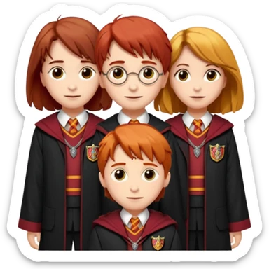 harry potter, ronald weasley and hermione granger in gryfinndor uniform sticker