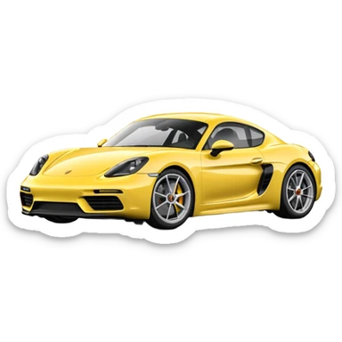 Chalk colored 2024 Porsche 718 Cayman GTS 4.0 with yellow ceramic brakes sticker