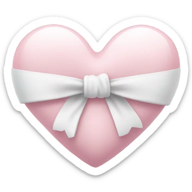 Pastel pink heart with white bow sticker