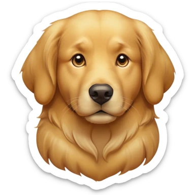 Cinematic Noble Golden Retriever Portrait Emoji, Poised and regal, with a strong, athletic build and a lustrous, well-groomed golden coat, deep-set soulful brown eyes, Simplified yet sharp and sophisticated features, highly detailed, glowing with a soft, dignified glow, high shine, intelligent and friendly, stylized with an air of warmth, focused and attentive, soft glowing outline, capturing the essence of a watchful and confident companion, so majestic it feels as though it could bound out of the screen with effortless authority! sticker