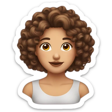 curly brunette hair empanada face with long lashes  sticker