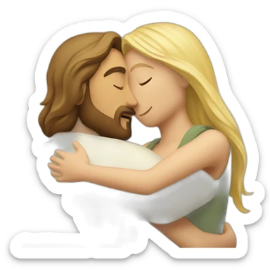 Jesus hugging a blonde woman  sticker