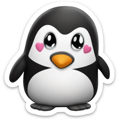 Penguin plush toy valentines day sticker