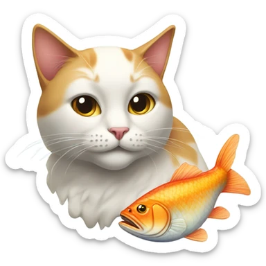 Cat eating fish sticker