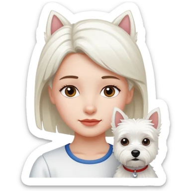 Westie with girl sticker
