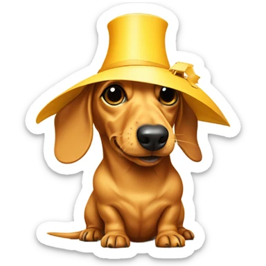 Yellow mini dachshund with windmill hat  sticker