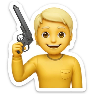 It should look like the standard smiling emoji which is ironically holding a gun pointed to his head/face sticker