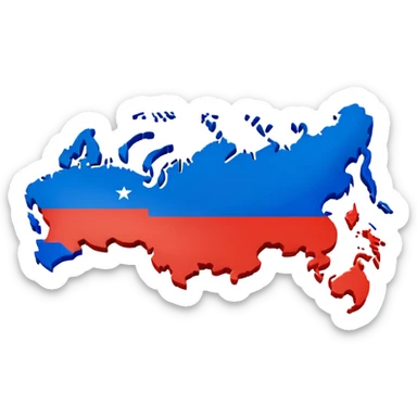 Map of Russia but flag in 3D and 15 countries sticker