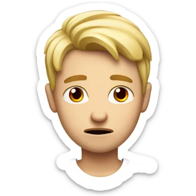 A boy with blonde hair and red eyes being dizzy from drinking too much sticker