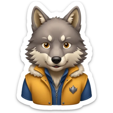 Alpha wolf with clothes on sticker