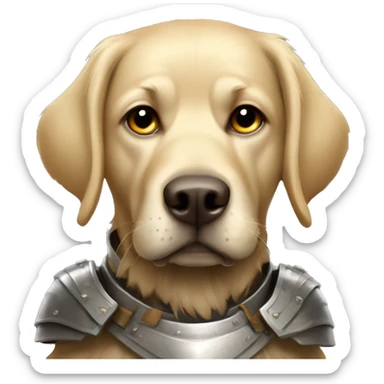 very shaggy labrador-like dog in protective armor sticker