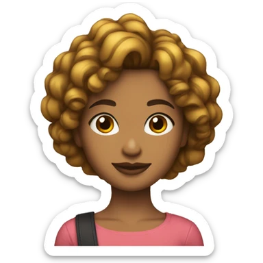Chica con cabello ondulado negro y tez morena sticker