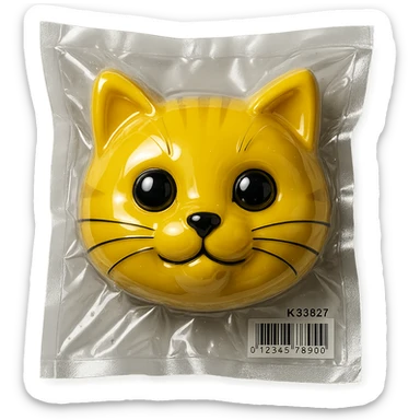 cute cat face with glossy reflections in vacuum-sealed style sticker