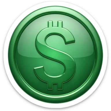 Cashapp emoji, a green dollar symbol with transparent background sticker
