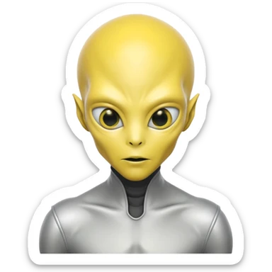  alien with yellow skin, Half body. sticker