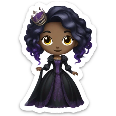 Queen gothic girl long dark black and purple hair sticker