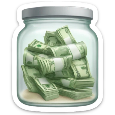 clearjar with cash inside of it, I want the clear to be clear glass with no colour shade on it sticker