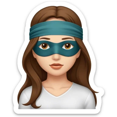 Woman with Long Brown hair blindfolded sticker
